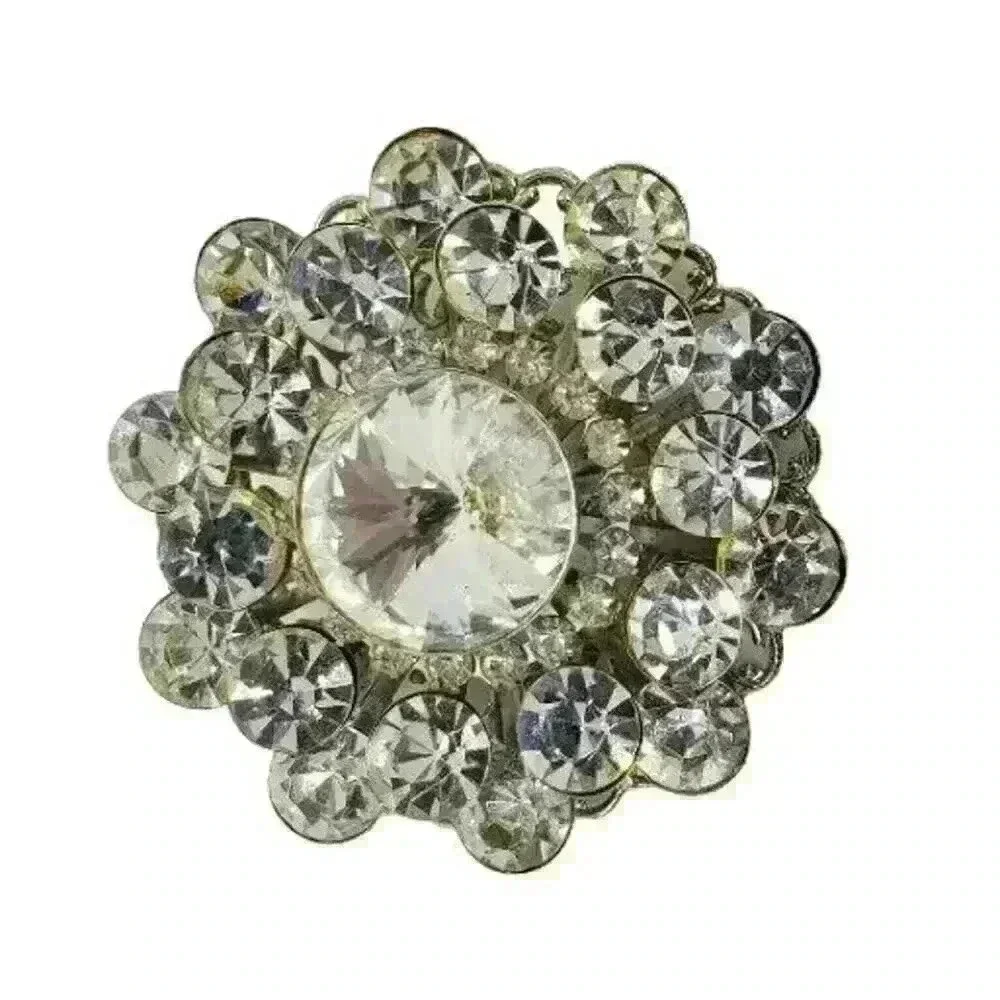 Vintage Brooch Inverted Rhinestone Layered 3D Pyramid Large - Picture 3 of 6